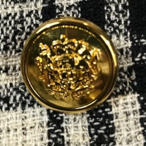 G by Giuliana Ivory Plaid Finge Trim Royal Crest Button Double Breasted Jacket - Picture 12 of 16